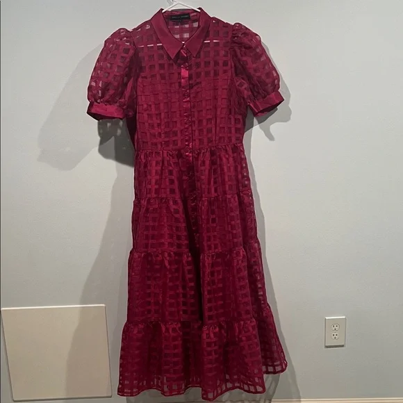 🍷 English Factory Gridded Organza Tiered Maxi Dress – Size L, NWOT 🍷 - Picture 6 of 14